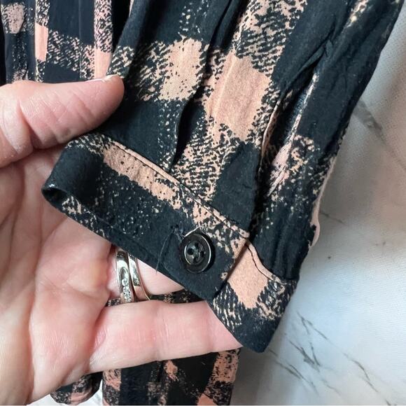 Anthropologie 11.1 Tylho Checkered Buffalo Plaid Button Front Shirt Dress XS - Picture 5 of 9